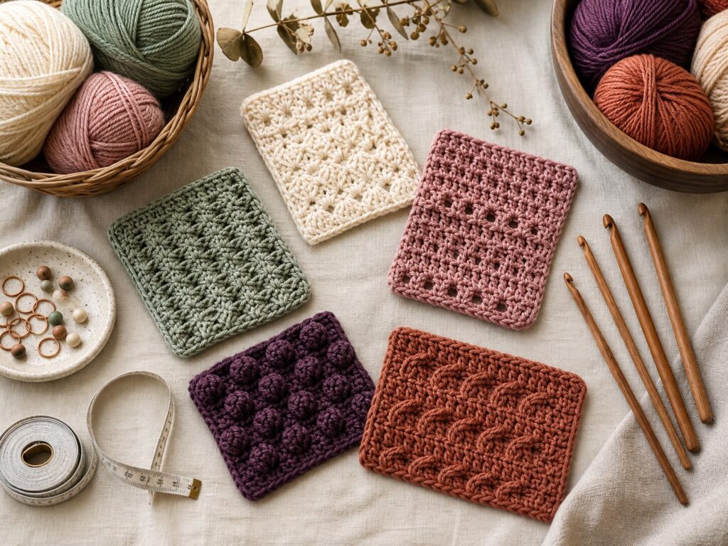 Crochet stitch swatches