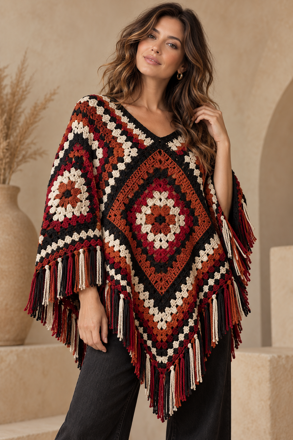 two crochet poncho rectangles before seaming