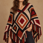 mosaic crochet poncho in desert colors